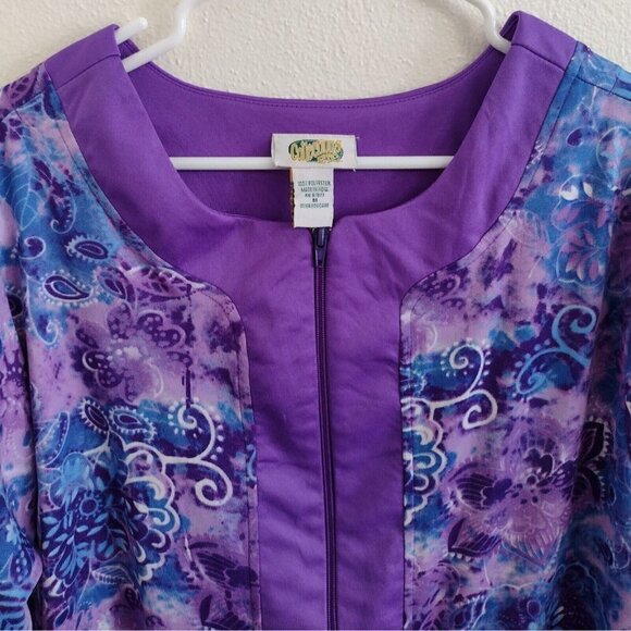 Vintage Collections Etc Long Purple Blue Paisley Zip Robe Housecoat Womens M - Picture 3 of 10